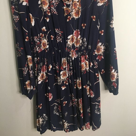 Shein - Navy Blue Floral Print Dress - Item#58 - Picture 2 of 5